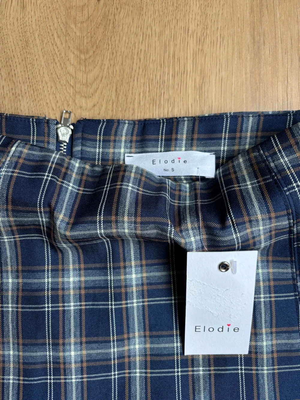Navy Blue Plaid Pleated Mini Skirt